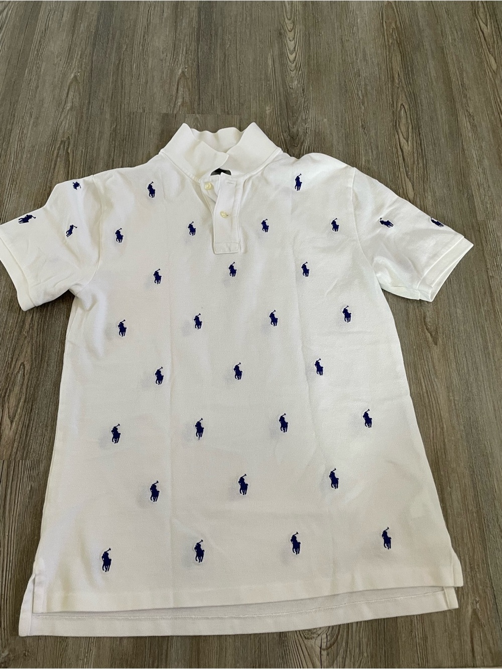 Polo by Ralph Lauren White Polo with Blue Embroidered Pony Motif